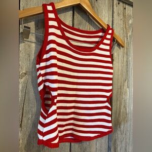 Red and White Striped Women's Tank Top size small